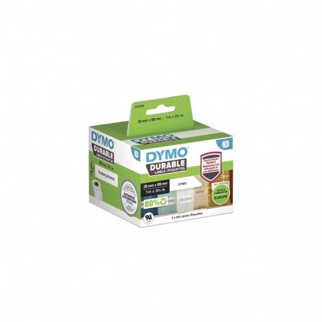 DYMO Authentic LabelWriter Durable Labels | 25mm x 89mm | White Poly | 2 Rolls of 350 (700 Self-Adhe
