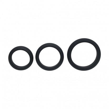 Wide O silikoonist peeniseringute komplekt S/M/L, must