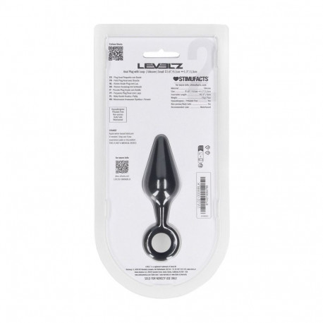 Silicone Anal Plug with Loop - S - Black