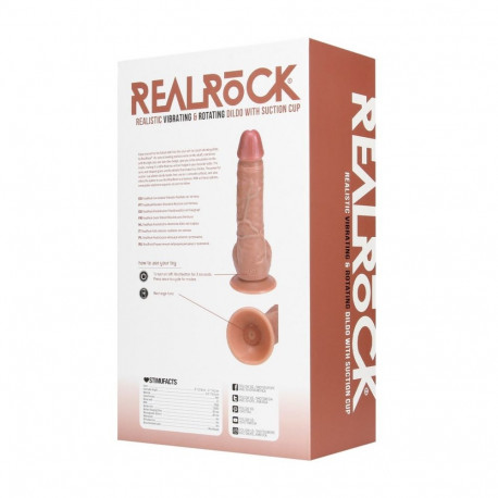 Vibrating and Rotating Straight Cock with Balls - 8 / 20,5 cm - Tan