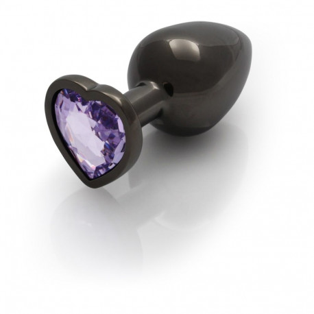 Anaalplug Heart Gem suur, tumedahall metallik/ametüstlilla