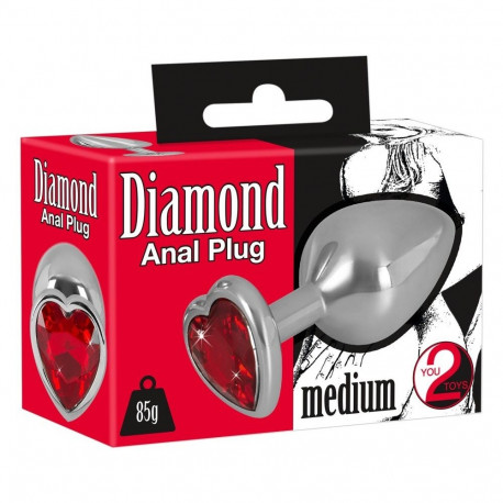 Korek analny aluminiowy Diamond Serce 8,2 cm