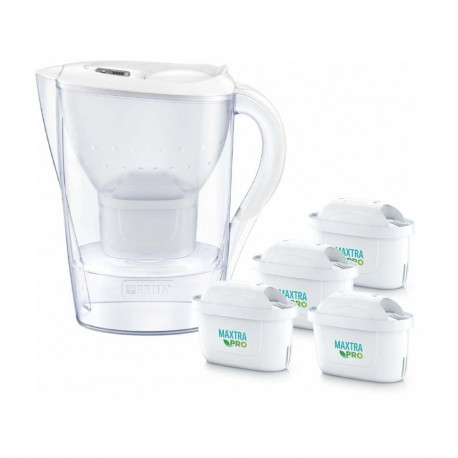 Water Filter Pitcher - Brita Marella 2.4L Water Filter Jug + 4 Maxtra Pro Filters White