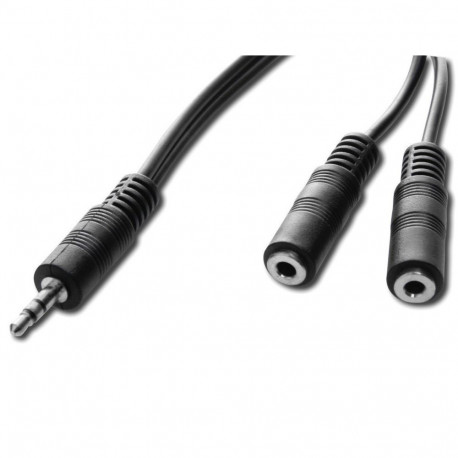 Kabel 3,5mm-Stecker > 2x 3,5mm-Kupplung (schwarz, 20cm, stereo)