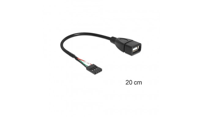USB 2.0 kaabel 4-pin header > USB-A pesa 20cm, must