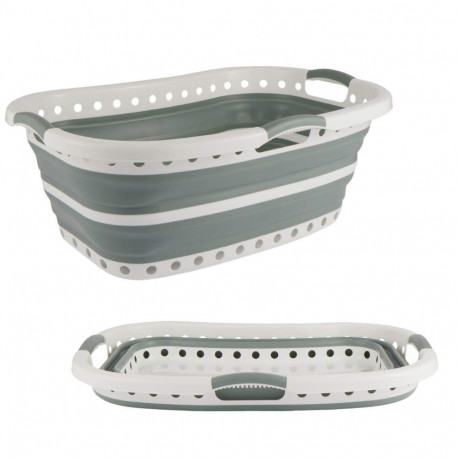 Beldray LA072979GRNFEU7 Collapsible Hip Hugger Laundry Basket  37 L, White/Grey