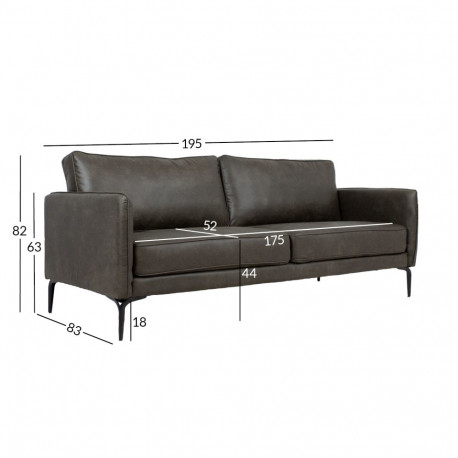 Diivan SOFIA 3-kohaline 195x83xH82cm, tume oliiv