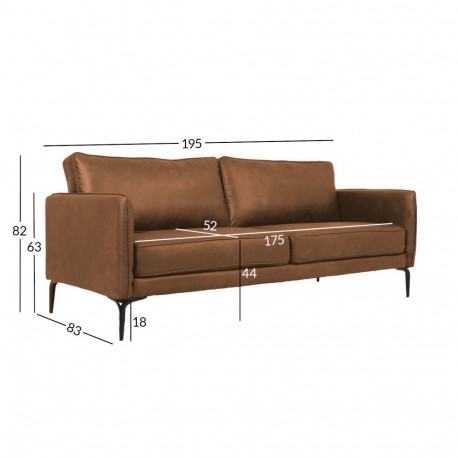 Diivan SOFIA 3-kohaline 195x83xH82cm, pruun