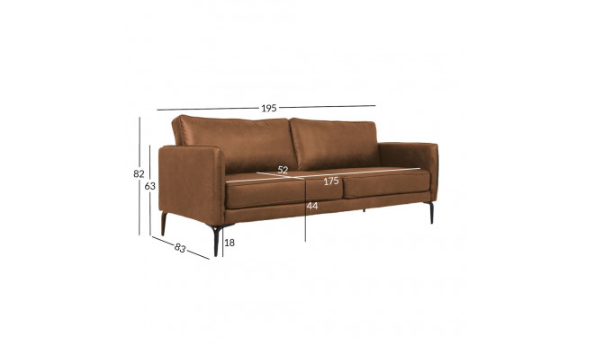 Diivan SOFIA 3-kohaline 195x83xH82cm, pruun