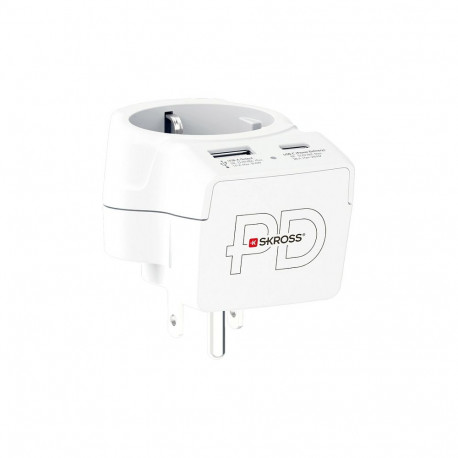 "SKROSS Länderstecker Europe to US USB AC20PD wei"