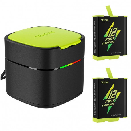 Battery Charger - Telesin GP-FCB-B11 Dual USB-C Charger + 2x 1750mAh Batteries for GoPro HERO9/10/11