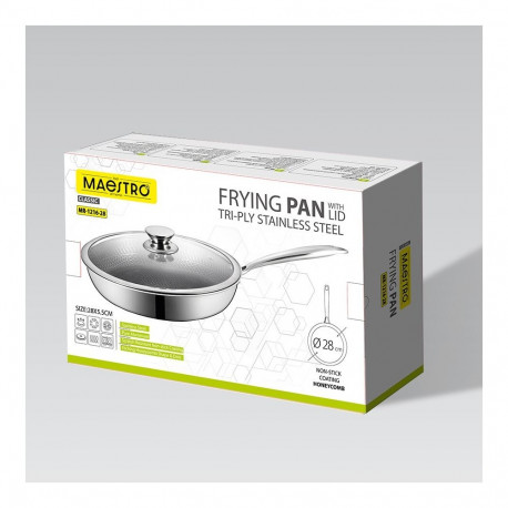 Frying Pan - Maestro MR-1216 Non-Stick Coating, Oven Safe Up To 260 °C, 28 cm Stainless Steel