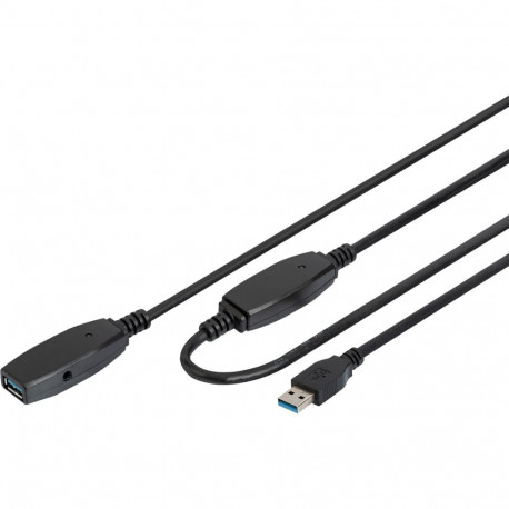 USB 3.2 Gen 1 aktiivne pikenduskaabel 20m, must