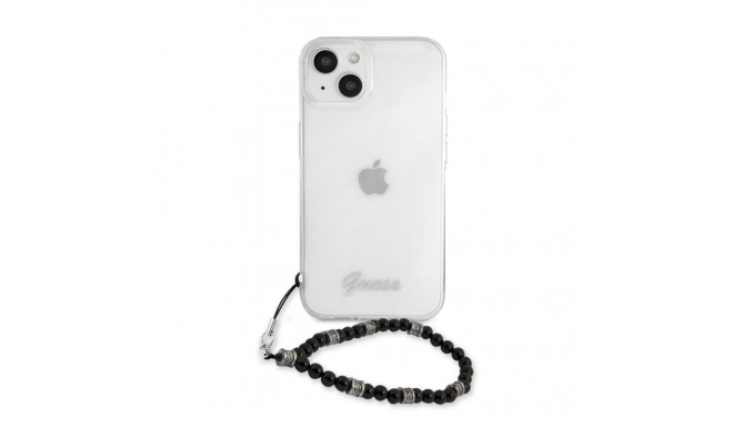 Guess kaitseümbris Apple iPhone 13 PC Script and and Black Pearls, läbipaistev