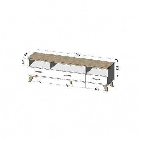 Cama MEBLE LOTTA 180x40x53 Wotan Oak + Matt Black