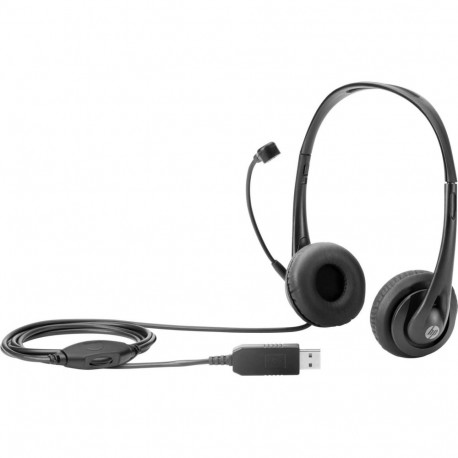 HP Stereo USB Headset T1A67AA Black