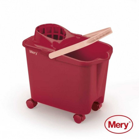 Mery 14 L bin with push lid, on wheels, red