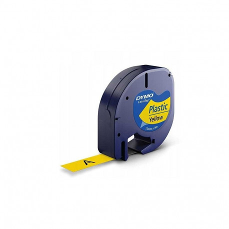 Dymo LetraTAG Tape 12mm x4m black on yellow