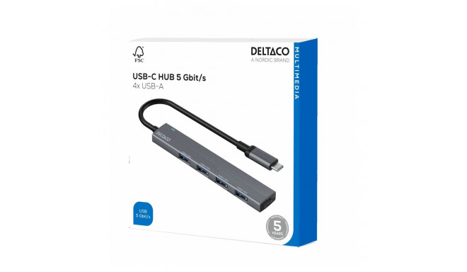 Deltaco HUB206 USB-C Grey