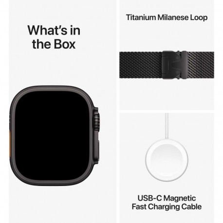 Apple Watch Ultra 3 49mm Black Titanium/Black Titanium Milanese Loop - Large