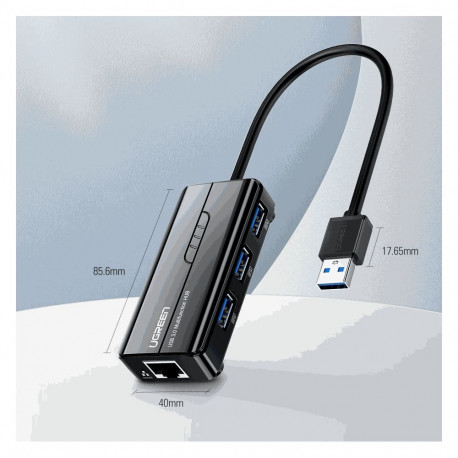 Ugreen 20265 Multifunctional Ethernet adapter 3 x USB 3.0, 1 x RJ45