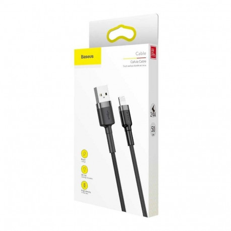 Baseus CALKLF-AG1 Cafule Cable Lightning QC3.0 2.4A, 0.5m Grey