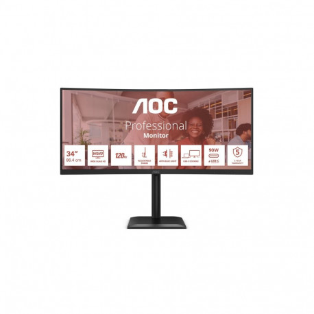 AOC | CU34E4CV | 34 " | VA | 21:9 | 120 Hz | 4 ms | 3440 x 1440 pixels | HDMI ports quantity 2 | Bla