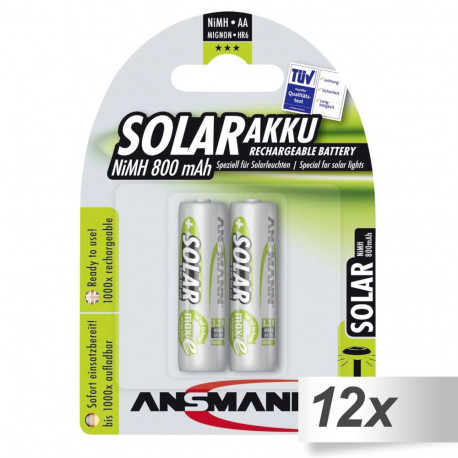 12x2 Ansmann maxE NiMH patarei Mignon AA 800 mAh SOLAR 5035513
