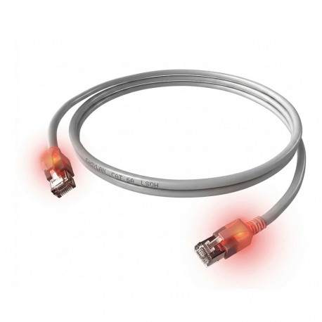 "EasyLan DualBoot LED Patchkabel RJ45 S/FTP Cat.6A (Class EA), mit saCon Stecker, LSOH, grau, 0,5 m"
