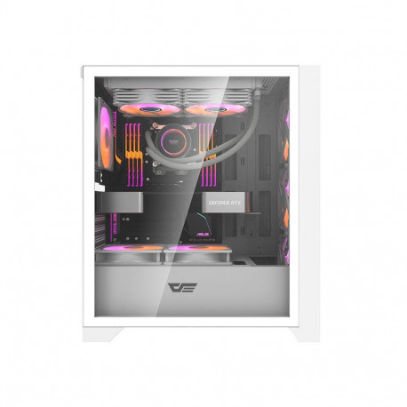 Computer Case - Darkflash DRX70 MESH, Tempered Glass, 4 RGB Fans, White