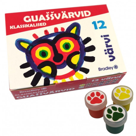Guaššvärvid 12 värvi x20ml, Bradley Klassikaline