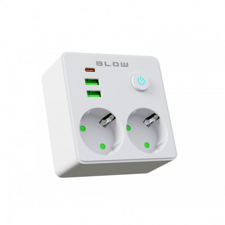 pistikupesa R-20 PRx2 2xUSB-A + USB-C, valge