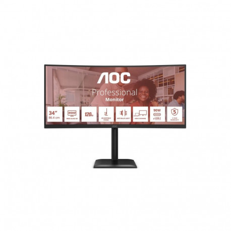 AOC CU34E4CV | 34 " | VA | 21:9 | 120 Hz | 4 ms | 3440 x 1440 pixels | HDMI ports quantity 2 | Black