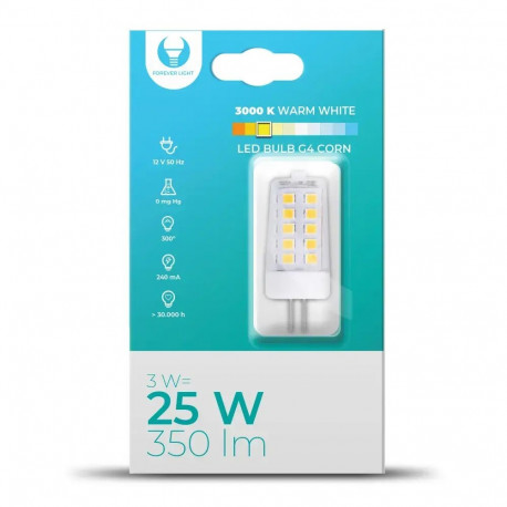 LED-pirn G4 Corn 3W 12V 3000K 350lm Forever Light