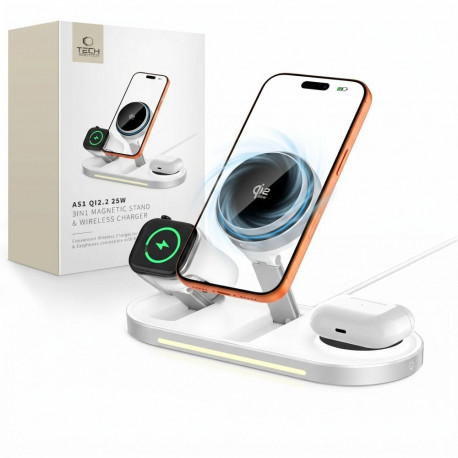 TECH-PROTECT A51 ARCTICBOOST 3IN1 MAGNETIC MAGSAFE WIRELESS CHARGER 25W QI2.2 WHITE