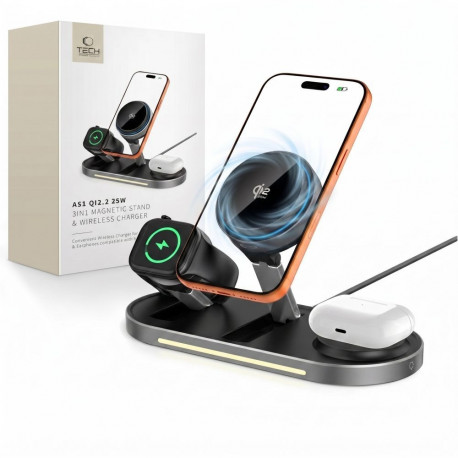 TECH-PROTECT A51 ARCTICBOOST 3IN1 MAGNETIC MAGSAFE WIRELESS CHARGER 25W QI2.2 BLACK