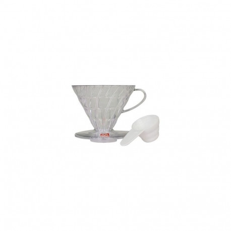 Coffee Maker - HARIO V60-02 Clear Plastic Drip Coffee Brewer With Cup Reservoir - Clear