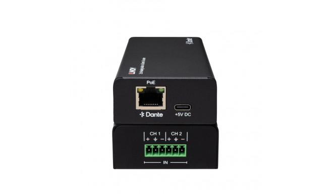 Audio Encoder - Lindy 2ch Analog Audio to Dante® Encoder, 96kHz, RJ45 Output, Black