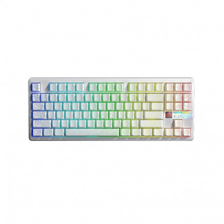 Keyboard - AULA Gasket F87 Pro V2 Mechanical Gaming Keyboard, RGB LED, Wired/Wireless, White Contour