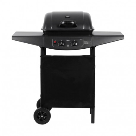Gas Barbecue Grill - Teesa BBQ 2000 2-Burner 2500W Steel Grate With Shelves And Wheels Black