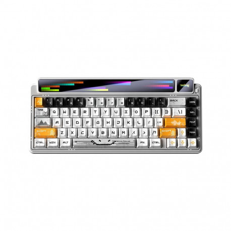 Gaming Keyboard - AULA Gasket AMG65 Mechanical RGB, Wired/Wireless, 8000 mAh Battery, White