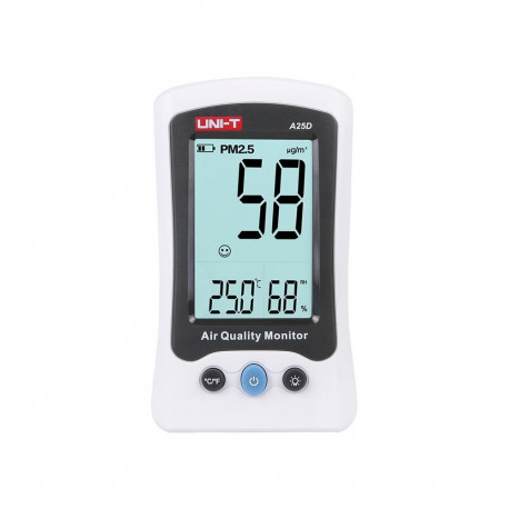 Air Quality Monitor - Uni-T A25D PM2.5 Monitor with Real-Time Data and Alarms, Black