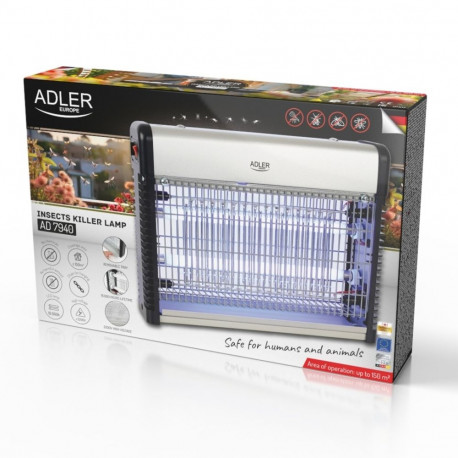 Insect Trap - Adler AD 7940 LED Insecticide Lamp, 10,000 Hours, 150 m², Black/Silver