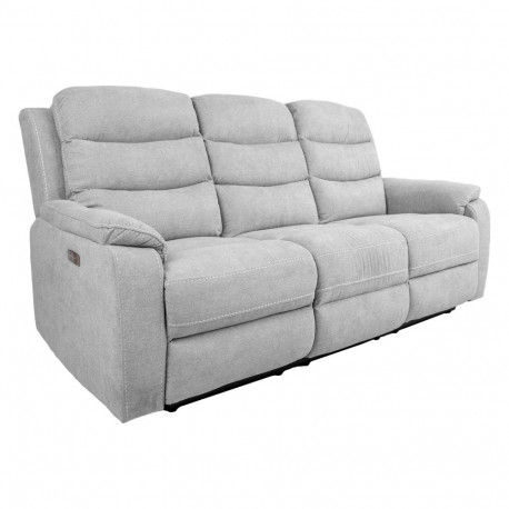 Diivan MIMI 3-kohaline elektriline recliner 208x93xH102cm, helehall