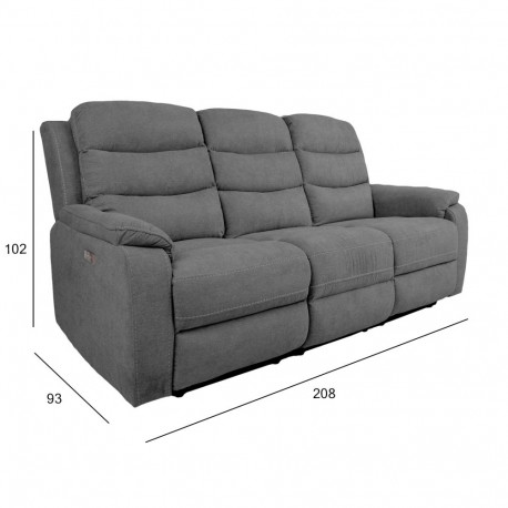 Diivan MIMI 3-kohaline elektriline recliner 208x93xH102cm, hall
