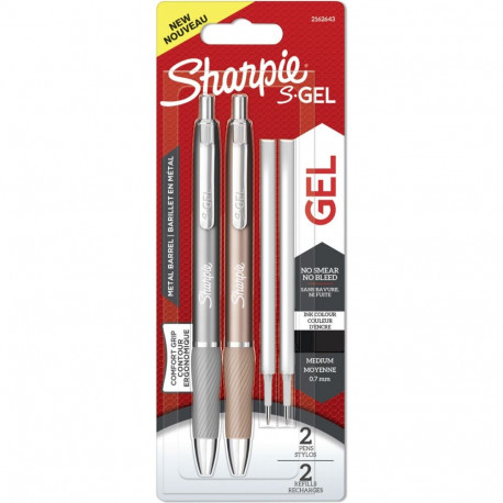 Sharpie S-Gel Metal geelpliiatsite komplekt Steel Grey & Rose, 0,7 mm, must tint, 2 tk + 2 varusüdam
