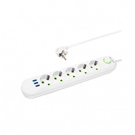 98-229# Przedłużacz sieciowy ps-520 5-gniazd 3xusb 2m biały 3x1mm