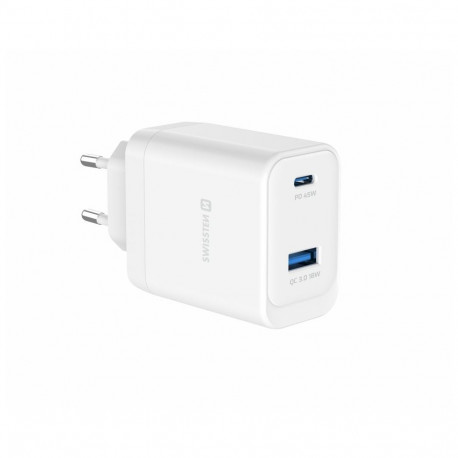 Swissten Travel Charger Core Gan USB-C PD 45W / USB-A QC 18W QC
