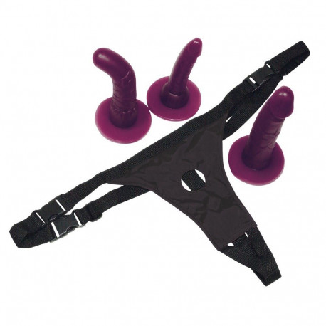 Bad Kitty rihmaga dildo komplekt, lilla