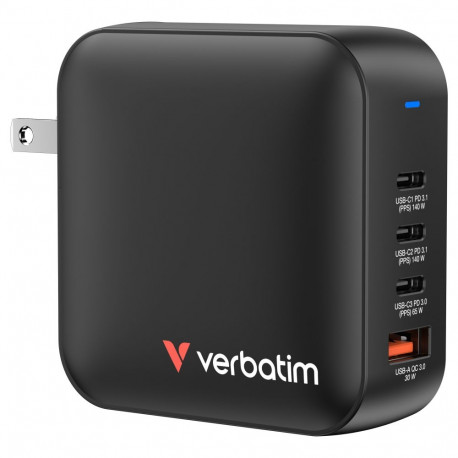 Verbatim mini GaN laadija 165W 4-pordiline US/EU/UK ADP